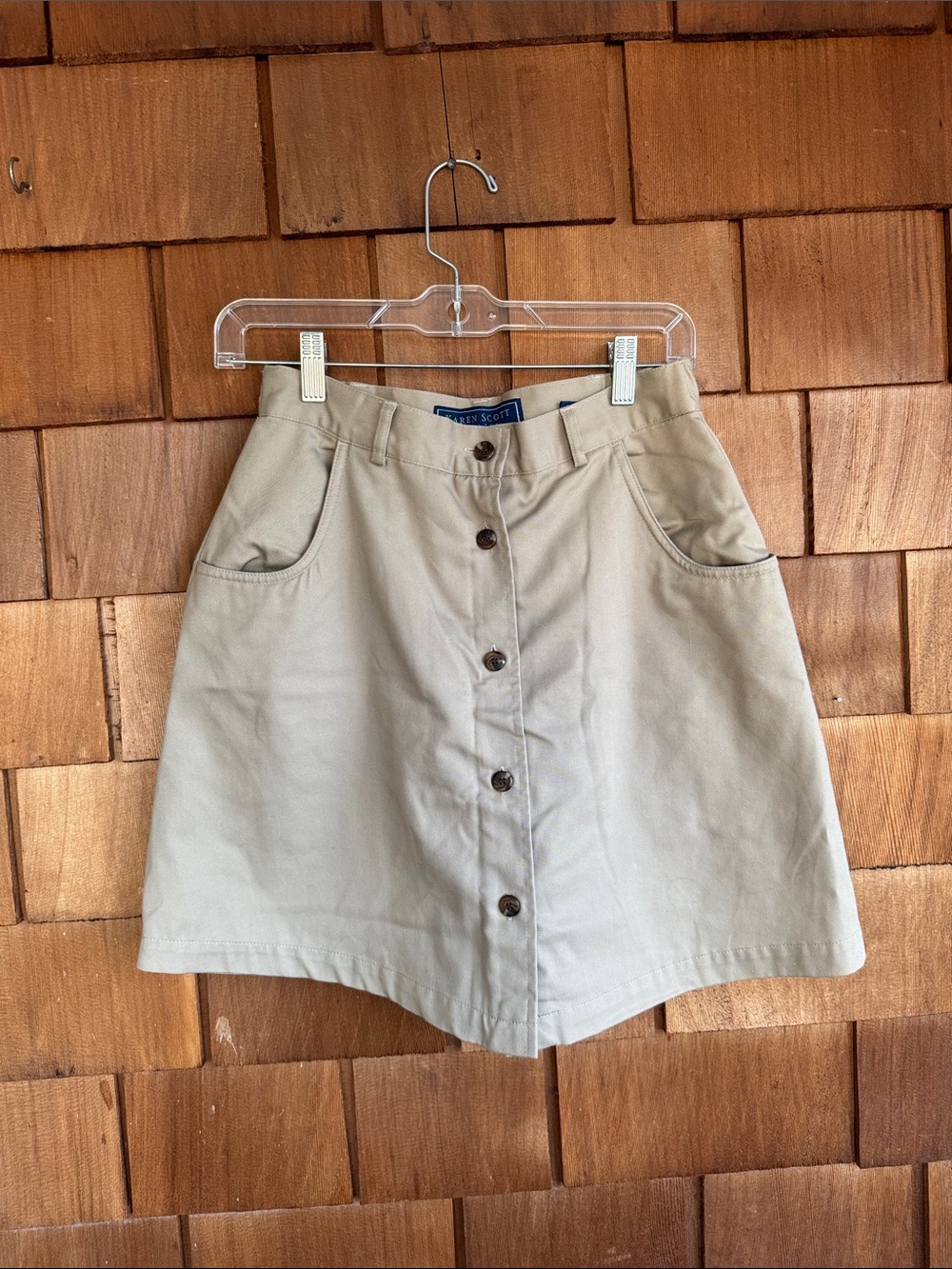 Karen Scott Beige Button-Front A-Line Skort
